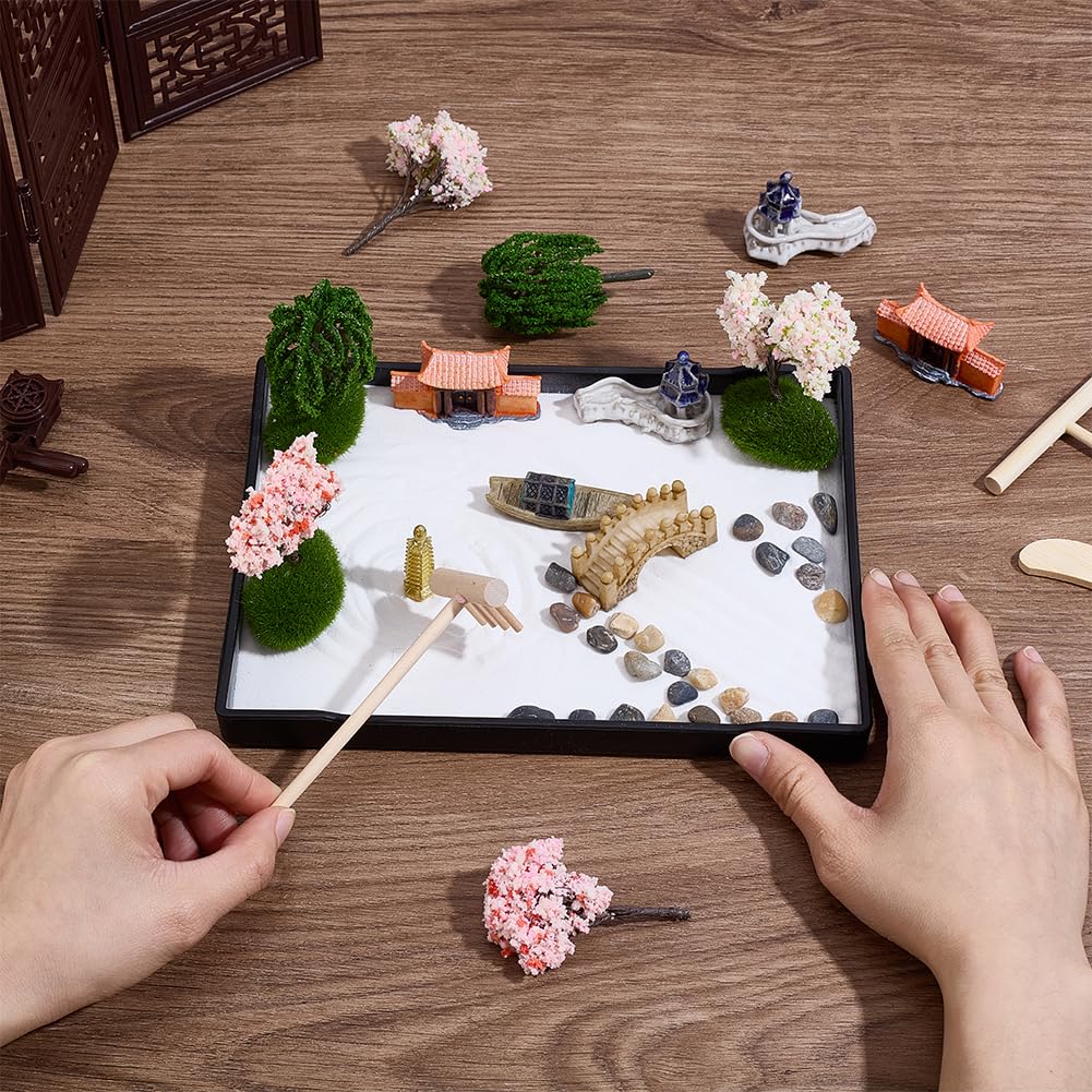 WEBEEDY Zen Garden Kit for Desk,Mini Japanese Desktop Sandbox